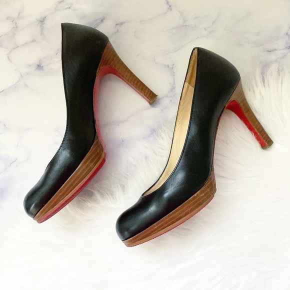Christian Louboutin Simple Pump with wood platform and wood heel - Picture 3 of 10